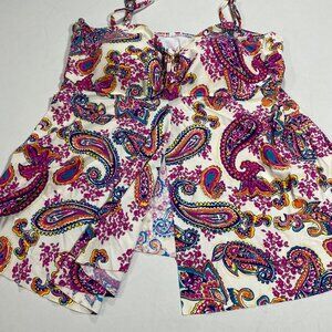 Womens Paisley Print Swim Top With Padded Cups & Adjustable Straps - Size US 18